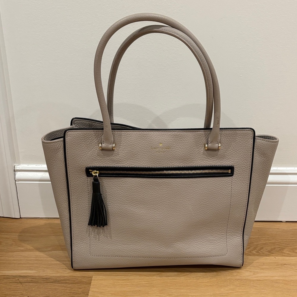 Kate Spade Gray Tote with Black Trim
